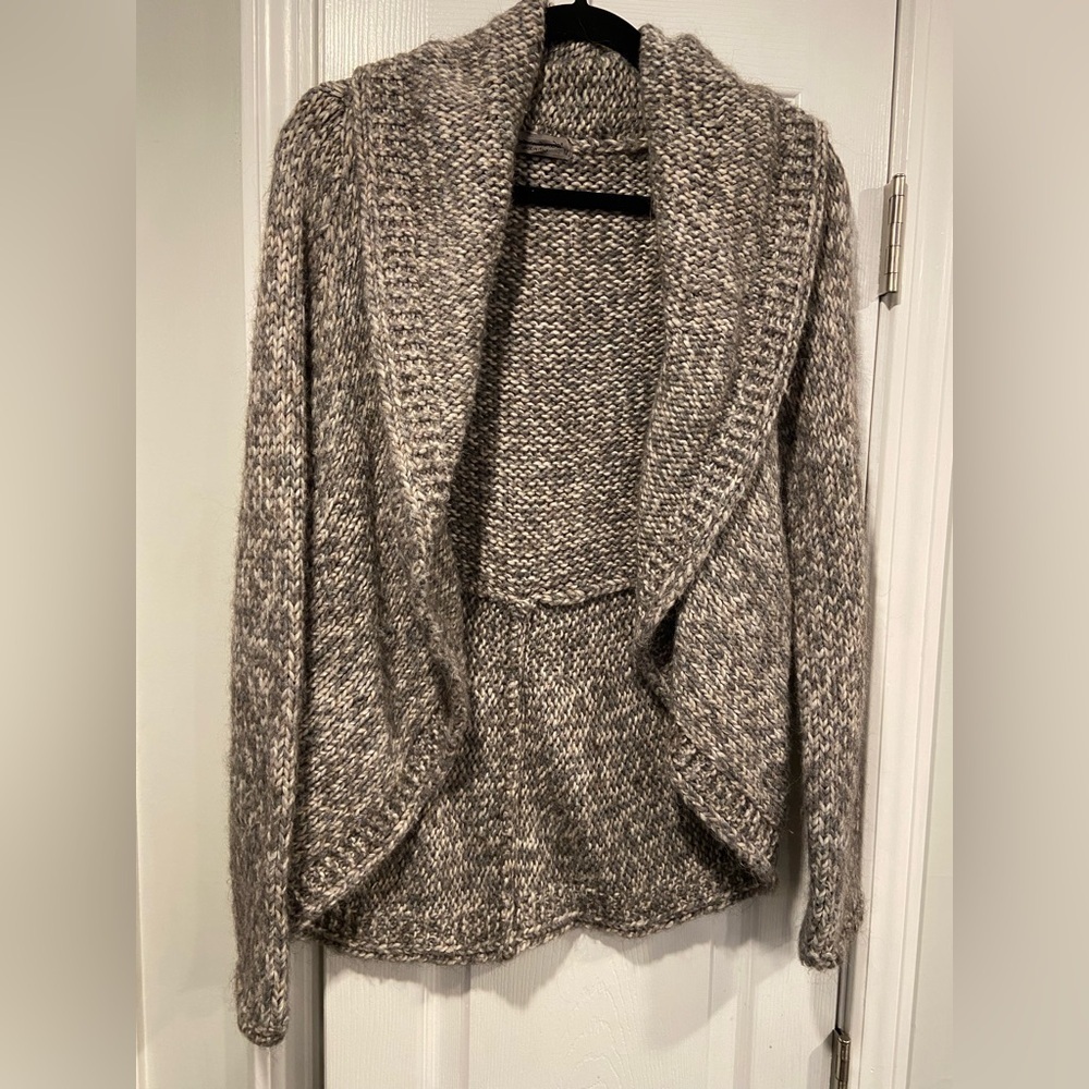 Elsamanda Italy Anthropologie Size M Gray Alpaca Blend Open Cardigan Sweater